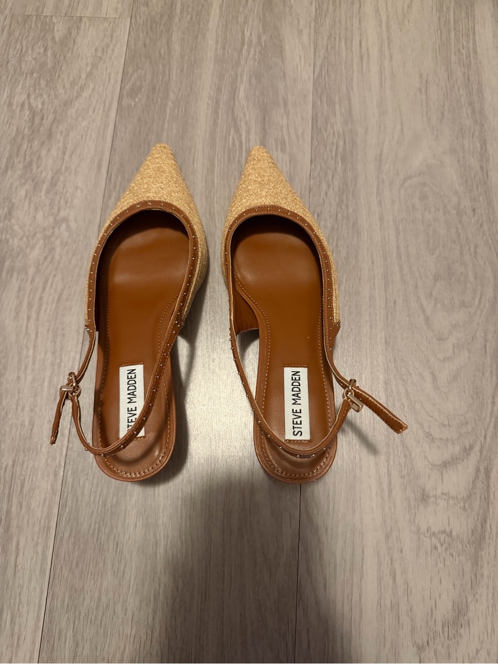 Steve Madden Raffia Slingback Pointed Kitten Heels - Picture 3 of 3